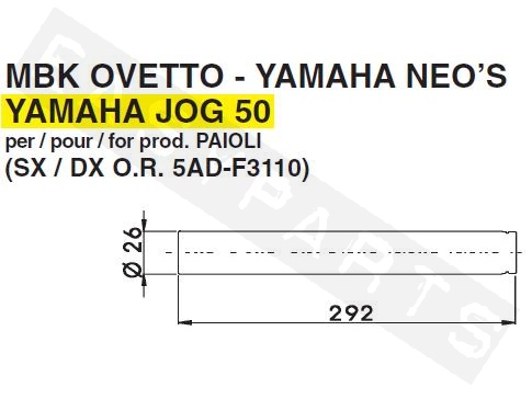 Gabel Dämpferrohr Paar PAIOLI MBK Ovetto/ Yamaha Neo's '02-'06